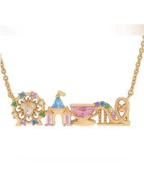 Disneyland inspired Gold Multicolor Theme Park Ride Necklace